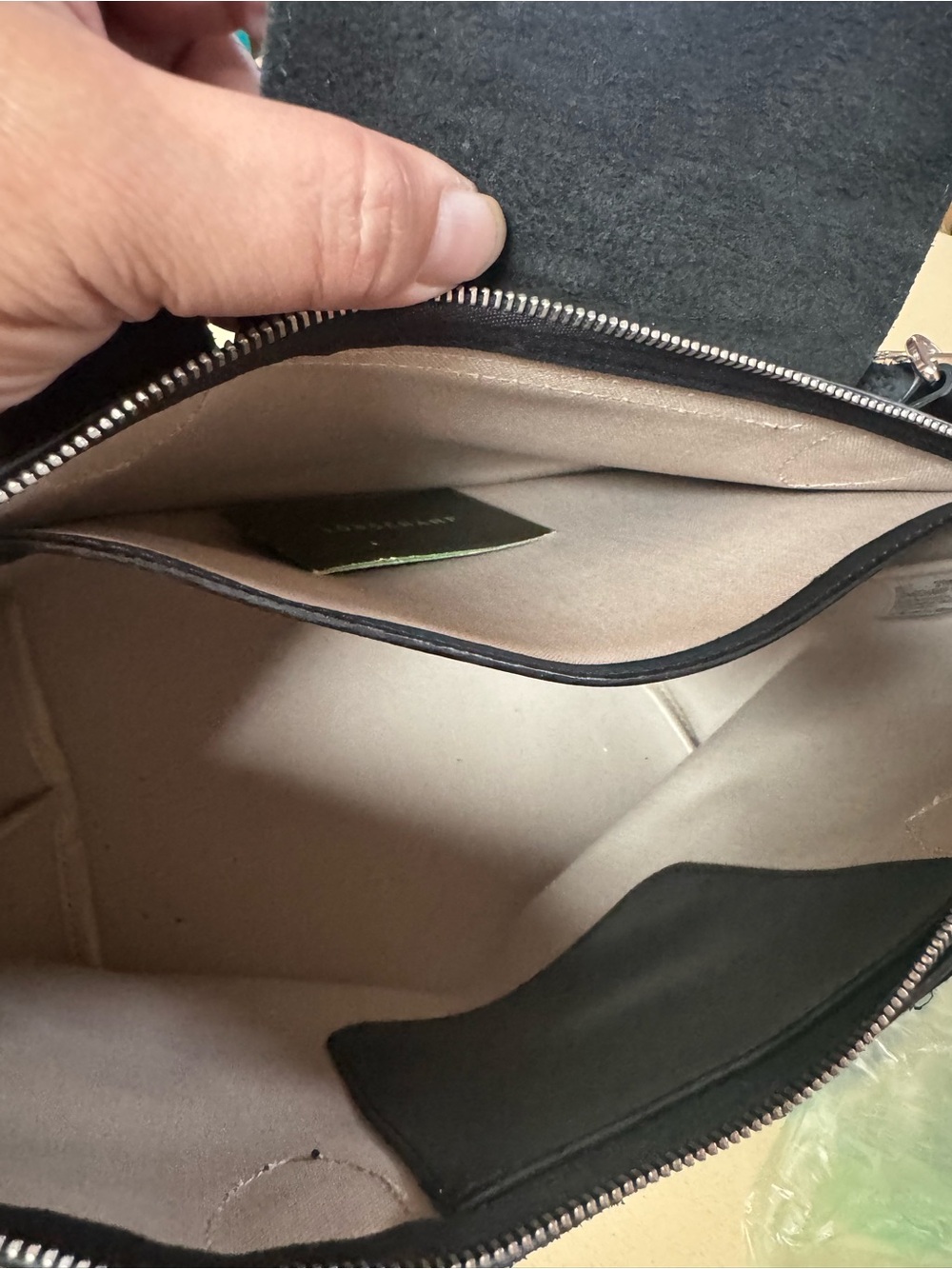 Longchamp Black Leather Small Tote with Crossbody Strap - Picture 3 of 6